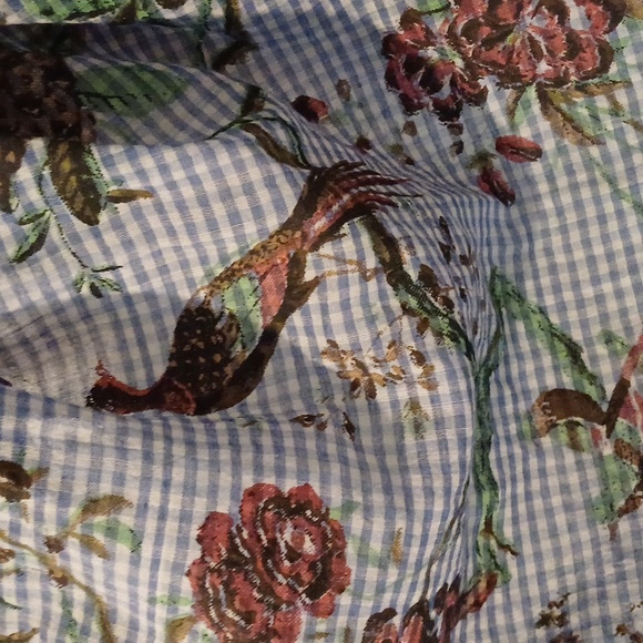 🔥🔥🔥Anthropologie amet & ladoue wrap sarong scarf birds gingham 78 × 28 - Picture 5 of 14